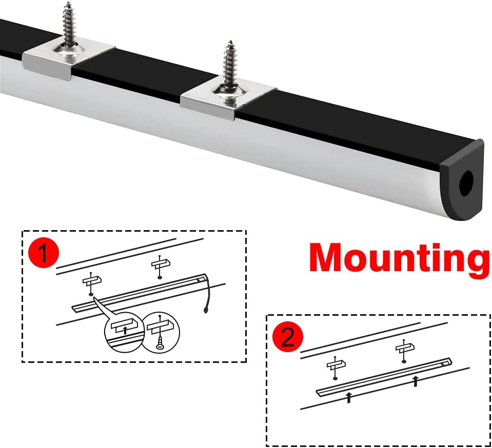 inShareplus LED Aluminum Channel System, 3.3ft/1 Meter, 6 Pack, Black, V Shape with Milk White Cover, End Caps and Mounting Clips, Aluminum Profile for LED Strip Light Installation [Energy Class F]