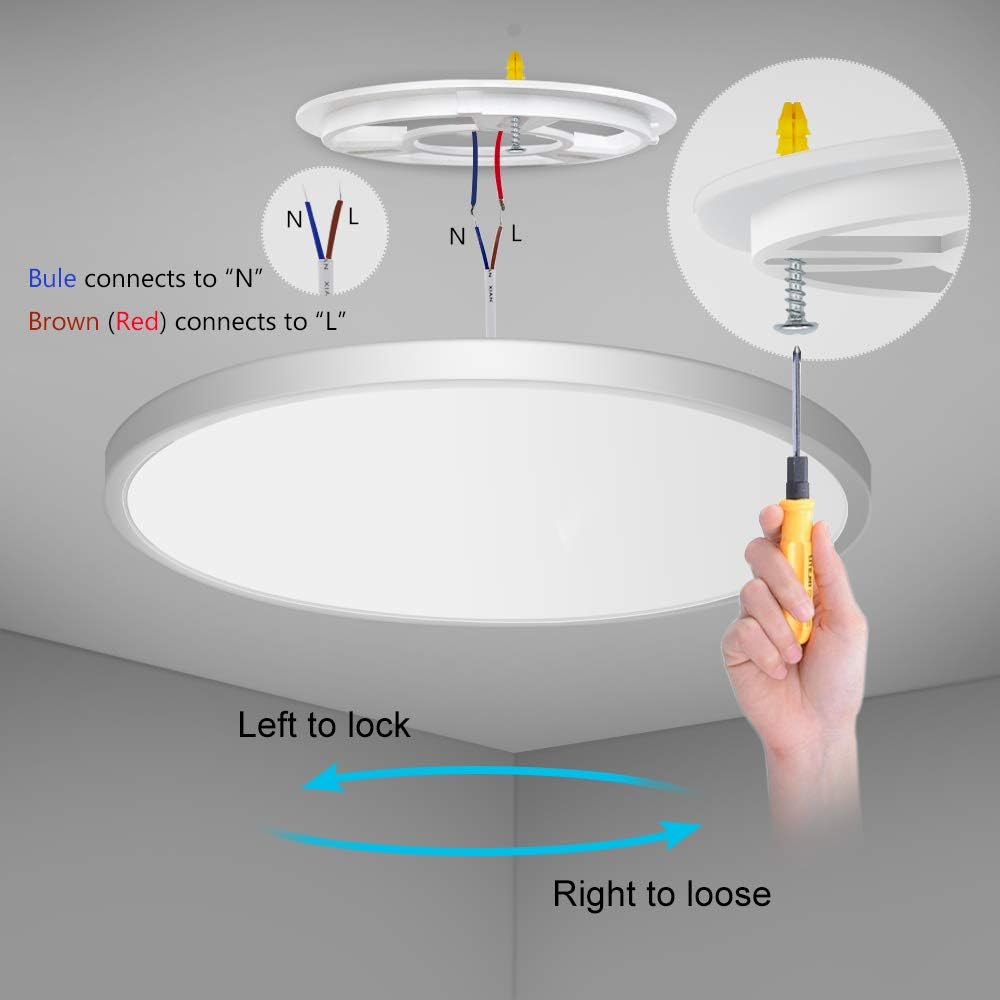 inSharepuls LED Flush Mount Ceiling Light Fixture, 5000K Daylight White 24W(240W Equivalent) 12 Inch Flat Modern Ceiling Lighting, 3200LM Ceiling Lamp for Bathroom Porch, Kitchen, Bedroom, Living Room, Hallway