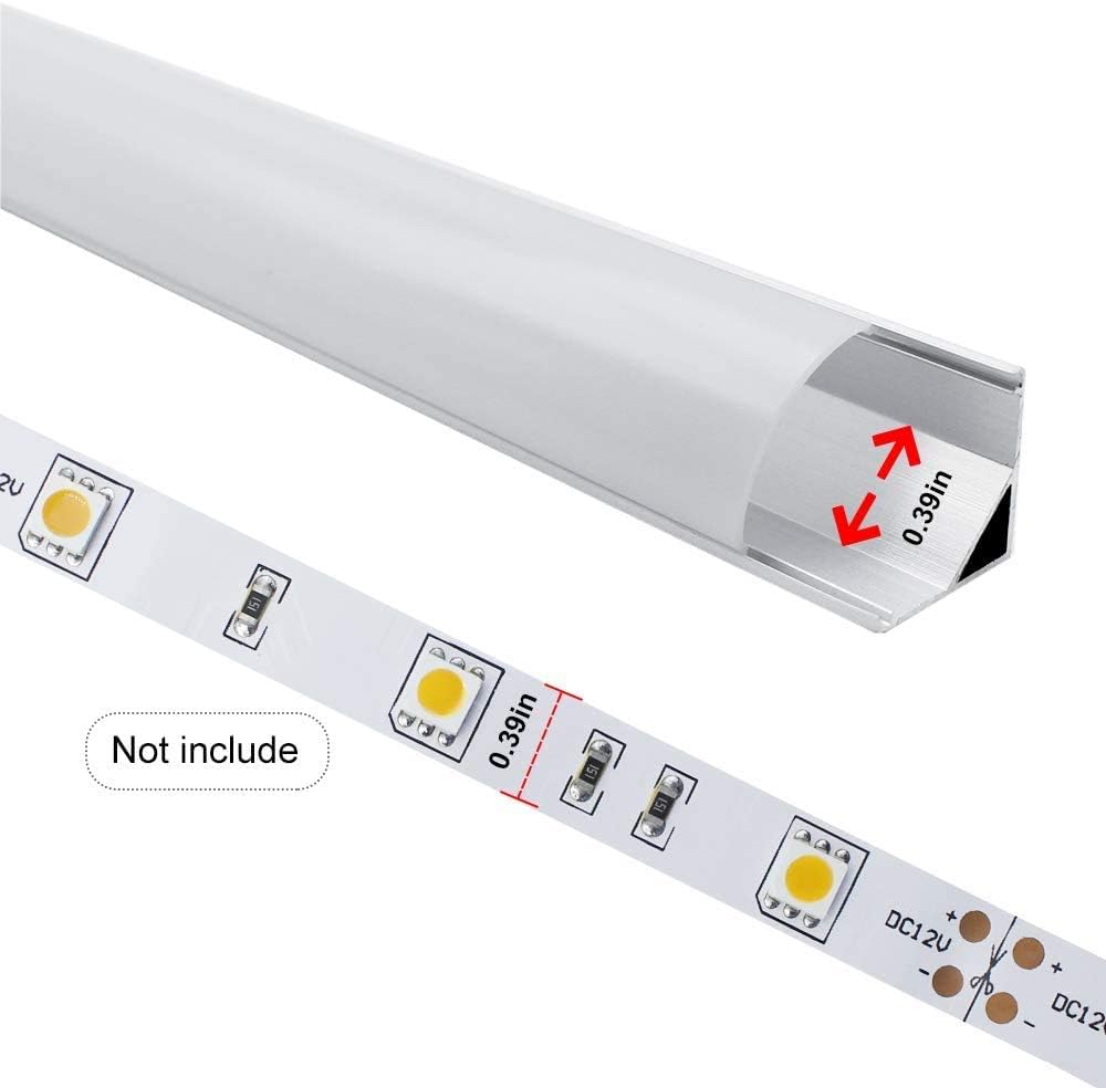 inShareplus 10 Pack, 3.3ft/1 Meter, Silver, LED Aluminum Channel System V Shape with Milk White Cover, End Caps and Mounting Clips, Aluminum Profile for LED Strip Light Installations [Energy Class F]
