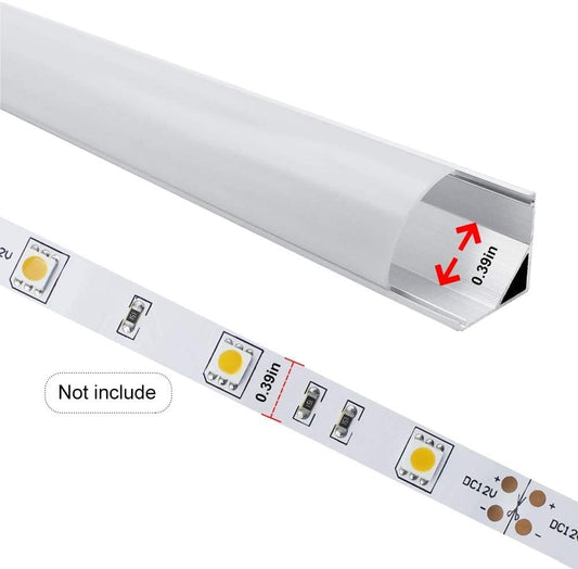 inShareplus 10 Pack, 3.3ft/1 Meter, Silver, LED Aluminum Channel System V Shape with Milk White Cover, End Caps and Mounting Clips, Aluminum Profile for LED Strip Light Installations [Energy Class F]