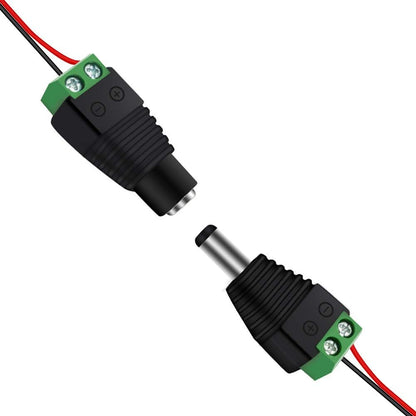 inShareplus 10 Paar 12-V-Stecker und -Buchse, 2,1 x 5,5 mm, DC-Stromanschlussstecker, Adapterstecker für CCTV-Überwachungskamera, LED-Lichtstreifen 