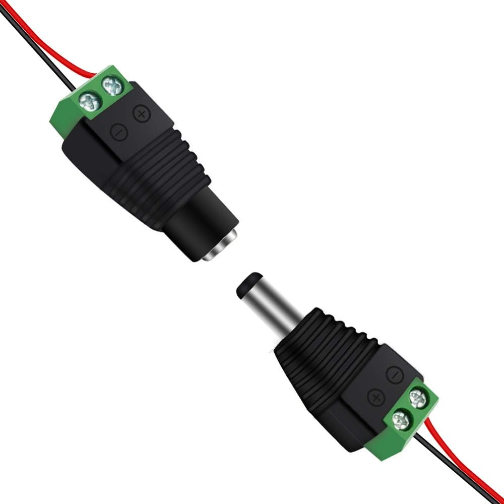 inShareplus 10 Pack 5.5 X 2.1mm Barrel Power 12V Male and Female DC Connector Adapter for CCTV Security Camera LED Strip by inShareplus
