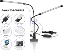 Load image into Gallery viewer, inShareplus LED UV Light Dual Head with USB, 395nm-405nm Dimmable UV Light with Clip, Glow in The Dark, 20W Black Lamp for Party, Stage, UV Glue Curing Resin Paint, Collection, Aquarium