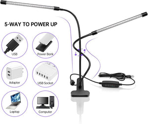 inShareplus LED UV Light Dual Head with USB, 395nm-405nm Dimmable UV Light with Clip, Glow in The Dark, 20W Black Lamp for Party, Stage, UV Glue Curing Resin Paint, Collection, Aquarium