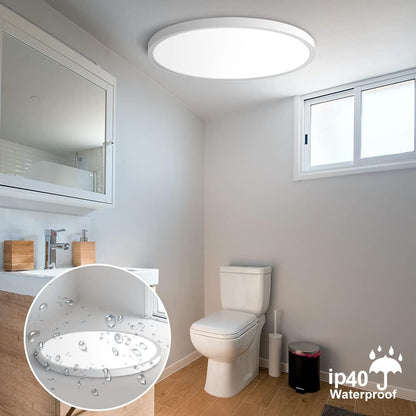 inSharepuls LED-Deckenleuchte, 5000 K Tageslichtweiß, 24 W (entspricht 240 W), 12 Zoll flache, moderne Deckenbeleuchtung, 3200 lm, Deckenlampe für Badezimmer, Veranda, Küche, Schlafzimmer, Wohnzimmer, Flur 