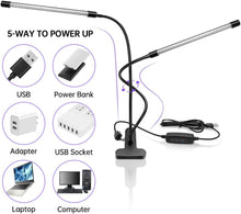 Load image into Gallery viewer, inShareplus LED UV Light Dual Head with USB, 395nm-405nm Dimmable UV Light with Clip, Glow in The Dark, 20W Black Lamp for Party, Stage, UV Glue Curing Resin Paint, Collection, Aquarium