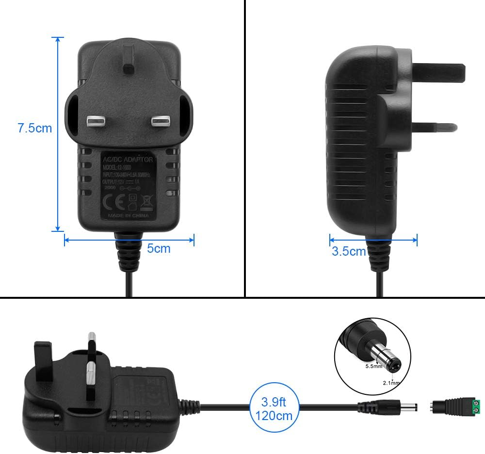 inShareplus 12V 1A 12W LED Power Supply, 100-240V AC to 12V 1Amp DC Power Adapter, Low Voltage Transformer for LED Strip Light