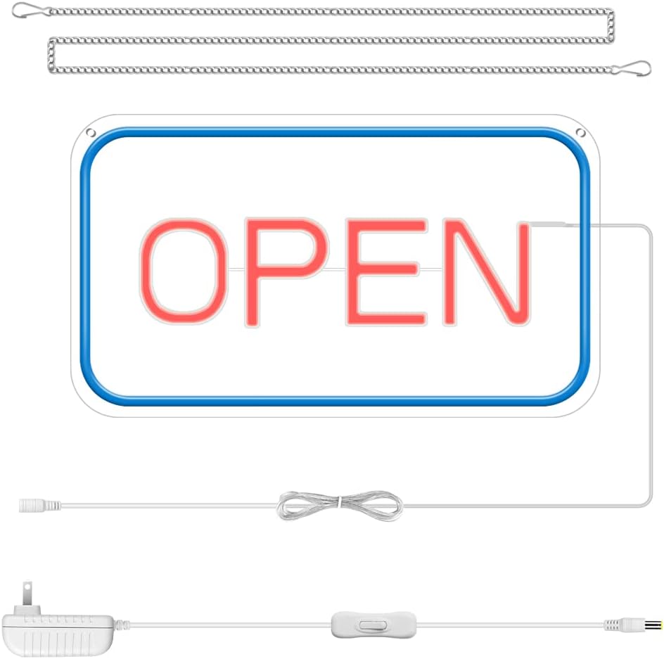 inSharePlus LED Neon Open Sign, 16"x 9" Open Sign for Business, Ultra Bright Lighted Sign Open, Electric Light up Sign for Stores, Restaurants Offices Retail Shops Window Storefronts (Horizontal)…