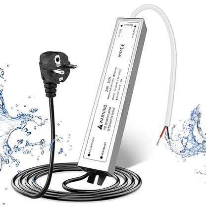 24V Outdoor Waterproof LED Power Supply 30W–100W, 90–265V Input, Single Wire Output, Aluminum Housing, Landscape & Outdoor Lighting, CE/RoHS/FCC Certified, Waterproof Transformer for Outdoor Lighting, US/UK/EU Plug