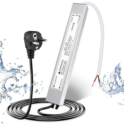 24V Outdoor Waterproof LED Power Supply 30W–100W, 90–265V Input, Single Wire Output, Aluminum Housing, Landscape & Outdoor Lighting, CE/RoHS/FCC Certified, Waterproof Transformer for Outdoor Lighting, US/UK/EU Plug