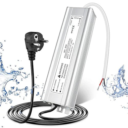 24V Outdoor Waterproof LED Power Supply 30W–100W, 90–265V Input, Single Wire Output, Aluminum Housing, Landscape & Outdoor Lighting, CE/RoHS/FCC Certified, Waterproof Transformer for Outdoor Lighting, US/UK/EU Plug