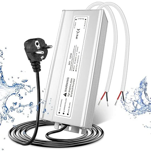 24V Outdoor Waterproof LED Power Supply 120W–300W, 90–265V Input, Single/Dual Wire Output, Aluminum Housing, Landscape & Outdoor Lighting, CE/RoHS/FCC Certified, Waterproof Transformer for Outdoor Lighting, US/UK/EU Plug