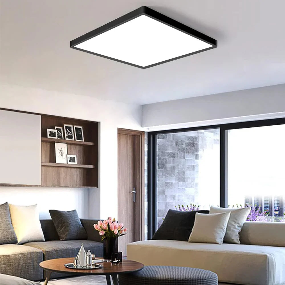 AC 110–130V | 9 Inch 18W Square Slim Flush Mount Ceiling Lights – White / Black | 3000K / 4500K / 5000K / 6500K | Flush Mount Ceiling Light for Apartment & Commercial Spaces – Local Stock (US)