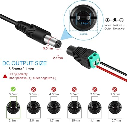 inShareplus 2er-Pack DC 24 V Netzteil, 100–240 V AC auf DC 24 Volt 1 A 24 W LED-Treiber, Niederspannungstransformator mit 5,5 mm x 2,1 mm DC-Stecker, Wandadapter für 24 V LED-Lichtstreifen, CCTV-Kamera 