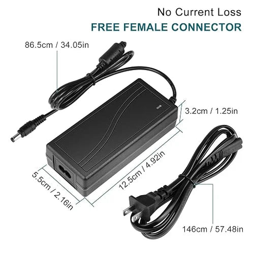60W Desktop LED Adapter Switching Transformer DC 24V, AC 100–240V Input, US Plug for LED Strip Lights, 3D Printers, CCTV Systems, Industrial Equipment and Electronic Devices