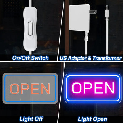 OPEN LED Store Signs – Rectangular | 3 Glow Color Options | 16×9 inch | Window Hanging | Plug & Play for  Store Entrances & Business Locations