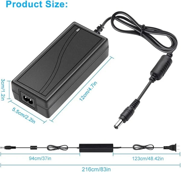 36W Desktop LED Adapter Switching Transformer DC 12V, AC 100–240V Input, US/UK Plug for LED Strip Lights, CCTV Systems, Security Cameras, Routers and Electronic Devices