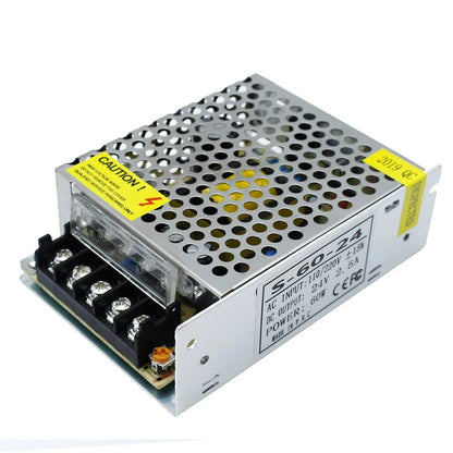 DC 24V LED Switching Power Supplies 60W–240W, AC 110/220V Input, Constant Voltage LED Driver Transformer, Metal Case with Screw Terminals, CE/FCC/RoHS Certified