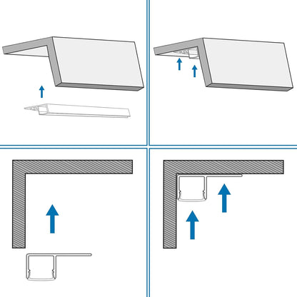 inShareplus Plaster-in LED Profile, 3.3ft/1M 6-Pack LED Aluminium Channel with Milky Diffuser, Trimless Recessed Single-Sided LED Strip Diffuser for Under Cabinet, Wall, Ceiling and Corners of Walls [Energy Class F]