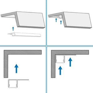 inShareplus Plaster-in LED Profile, 3.3ft/1M 6-Pack LED Aluminium Channel with Milky Diffuser, Trimless Recessed Single-Sided LED Strip Diffuser for Under Cabinet, Wall, Ceiling and Corners of Walls [Energy Class F]