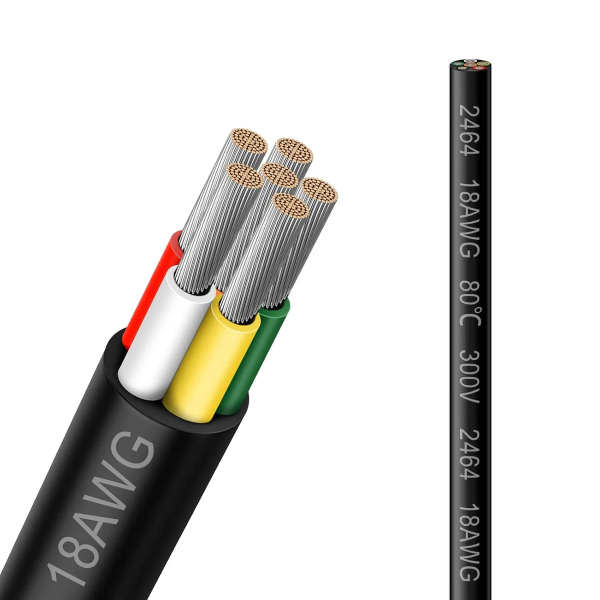 18 AWG PVC Insulated Copper Cable, 2–8 Conductor Stranded Copper Wire – Black Industrial Electrical Control Cable for Signal Transmission, Automation Systems & Bulk Engineering Supply – 5/10/20/50m
