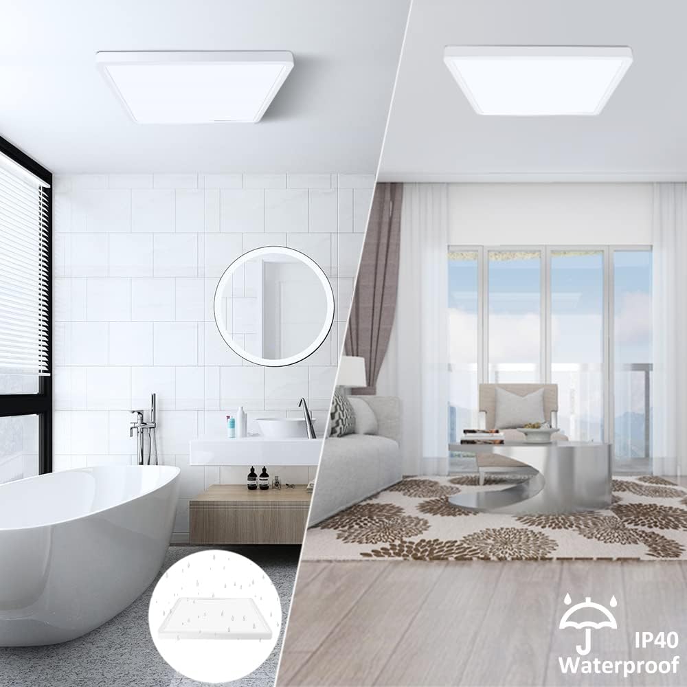 AC 110–130V | 12 Inch 24W Modern Square Ceiling Light – White / Black | 3000K / 4500K / 5000K / 6500K | Flush Mount Ceiling Light for Apartment & Commercial Spaces – Local Stock (US)