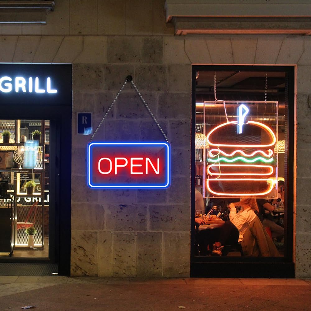 inSharePlus LED Neon Open Sign, 16"x 9" Open Sign for Business, Ultra Bright Lighted Sign Open, Electric Light up Sign for Stores, Restaurants Offices Retail Shops Window Storefronts (Horizontal)…