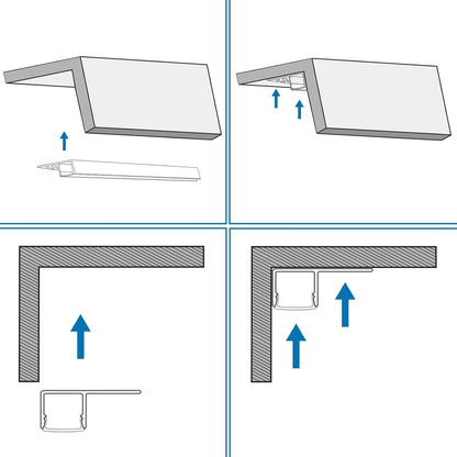 inShareplus Einputz-LED-Kanal, 3,3 Fuß/1 m, 6er-Pack LED-Aluminium-Kanal mit milchigem Diffusor, randloser, einseitig versenkter Aluminiumprofil-LED-Streifen-Diffusor für unter Schränken und Wandecken 