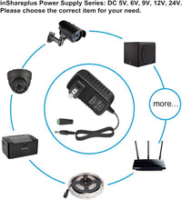 Load image into Gallery viewer, inShareplus 12V Power Supply, 12 Voltage 2A 24W Switching Power Supply, Drive, Power Adapter, AC 110V to 12 Volt Power Supply for LED Strip Light with 5.5/2.1mm DC Female Barrel Connector