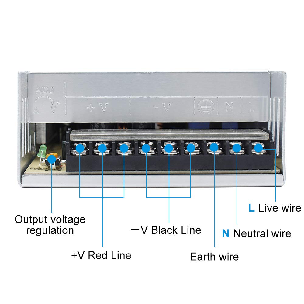 inShareplus 24 V 16,5 A 400 W universell geregeltes Schaltnetzteil, 100–240 V AC auf DC 24 Volt LED-Treiber, Konverter, Transformator, Adapter für LED-Lichtstreifen, CCTV, Computerprojekt, 3D-Drucker usw. 