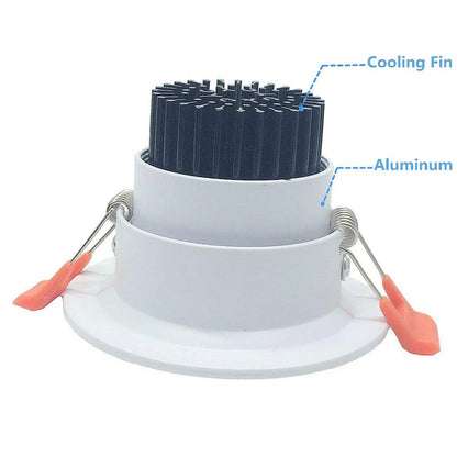 3W Adjustable COB LED Downlight - 2700K–6000K - White/Black/Gold/Silver Housing - TRIAC Dimmable - 100–130V / 200–240V AC - 4-Pack - Ambient & Accent Lighting
