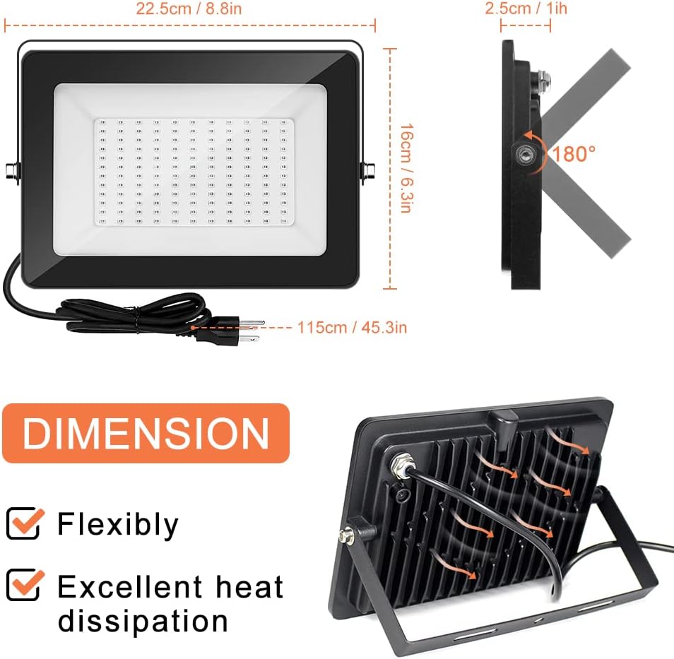inShareplus 2 Pack 60W UV Light, IP66 Waterproof Outdoor Black Lights with UL Plug (3.3ft Cable), 395nm-405nm Blacklight for Glow Party, Stage, UV Glue Resin Curing Paint, Collection
