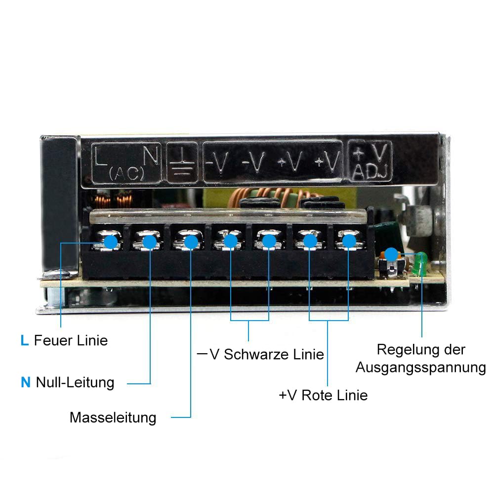 inShareplus 12 V Power Supply 15 A 180 W, DC Universal Regulated Switching Power Supply, Transformer 230 V to 12 V LED Driver, Transformer, Adapter for LED Strip Light, 3D Printer, Radio, Computer