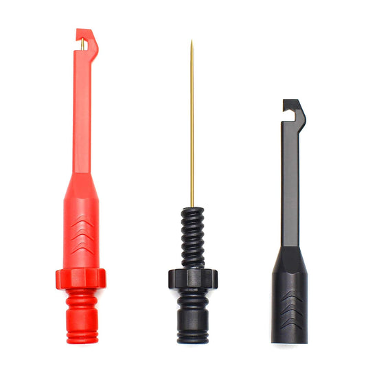 inShareplus Elektronischer Draht-Piercing-Sondenclip 2 mm für Kfz-Diagnosetester-Werkzeug, Isolierung der Drahtrückseiten-Sondenstifte zur Kfz-Schaltkreiserkennung, Schwarz und Rot, 2er-Pack 