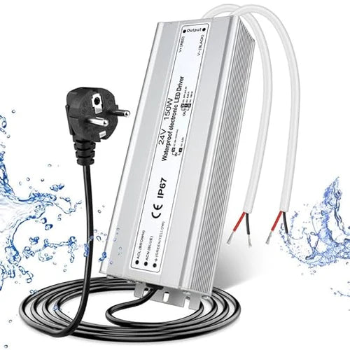 24V Outdoor Waterproof LED Power Supply 120W–300W, 90–265V Input, Single/Dual Wire Output, Aluminum Housing, Landscape & Outdoor Lighting, CE/RoHS/FCC Certified, Waterproof Transformer for Outdoor Lighting, US/UK/EU Plug