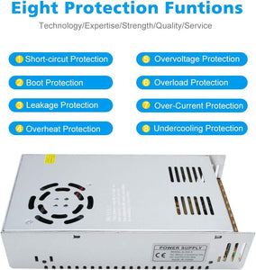 inShareplus 5V 60A 300W, DC Universal Regulated Switching Power Supply, Converter, LED Driver, Transformer, Adapter for LED Strips Pixel Lights, 3D Printer, Computer Project, CCTV