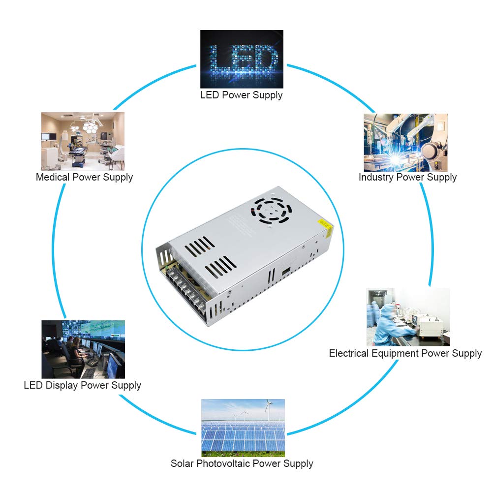 inShareplus 24 V 16,5 A 400 W universell geregeltes Schaltnetzteil, 100–240 V AC auf DC 24 Volt LED-Treiber, Konverter, Transformator, Adapter für LED-Lichtstreifen, CCTV, Computerprojekt, 3D-Drucker usw. 