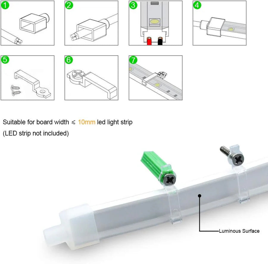 I-TE Series 5×13mm Top Emitting LED Neon Tube Housing | S0513 Flexible Neon Tube Housing | IP67 Waterproof | 10mm PCB Width | 16.4FT/5M | Bedroom Mirror Accent Lighting | Local Stock US/UK/DE