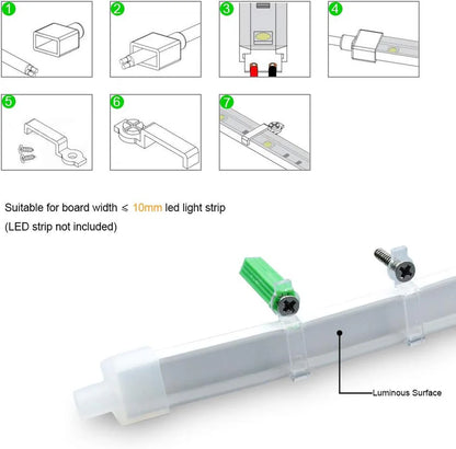 I-TE Series 10×10mm Top Emitting LED Neon Tube Housing | S1010 Soft Neon Tube Housing | IP67 Waterproof | 6mm PCB Width | 16.4FT/5M | Ceiling Accent Lighting | Local Stock US/UK/DE