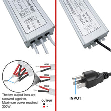 Load image into Gallery viewer, inShareplus 12V Power Supply, 300W IP67 Waterproof LED Power Supply, AC 110-260V to DC 12 Volt 25A Low Voltage Transformer, LED Driver with 3-Prong Plug for LED Light, Computer Project, Outdoor Use