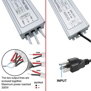 inShareplus 12V Power Supply, 300W IP67 Waterproof LED Power Supply, AC 110-260V to DC 12 Volt 25A Low Voltage Transformer, LED Driver with 3-Prong Plug for LED Light, Computer Project, Outdoor Use