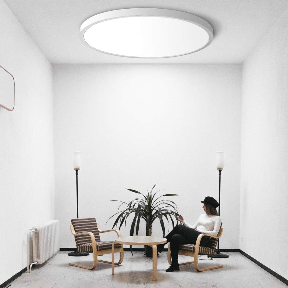inSharepuls LED Flush Mount Ceiling Light Fixture, 5000K Daylight White 24W(240W Equivalent) 12 Inch Flat Modern Ceiling Lighting, 3200LM Ceiling Lamp for Bathroom Porch, Kitchen, Bedroom, Living Room, Hallway