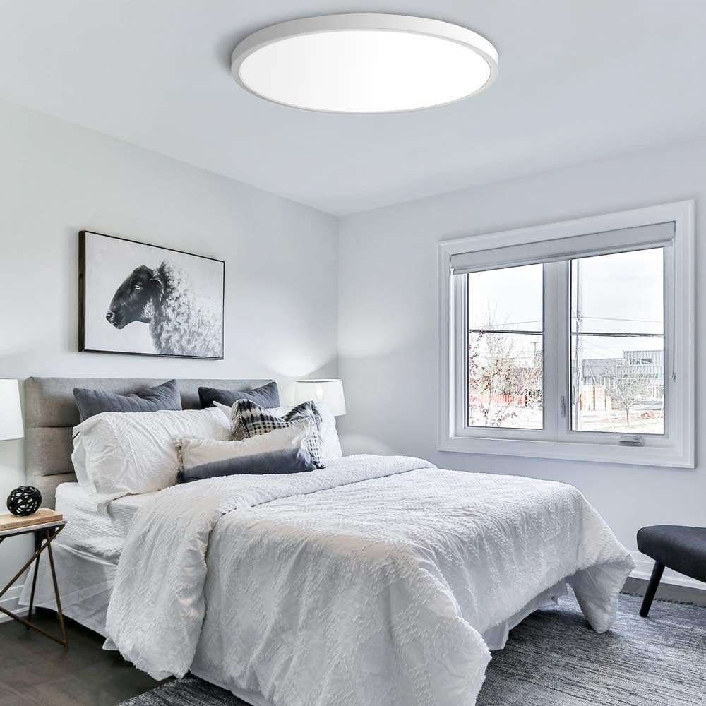 inSharepuls LED Flush Mount Ceiling Light Fixture, 5000K Daylight White 24W(240W Equivalent) 12 Inch Flat Modern Ceiling Lighting, 3200LM Ceiling Lamp for Bathroom Porch, Kitchen, Bedroom, Living Room, Hallway