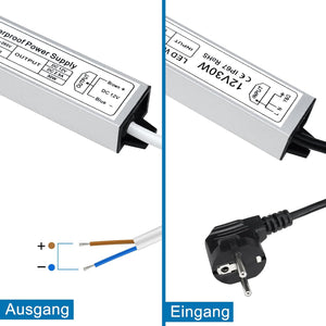 inShareplus LED Transformer 12 V 2.5 A 30 W IP67 Waterproof Outdoor LED Driver 12 V, AC 90-265 V to DC 12 Volt Low Voltage Transformer, 12 V Power Supply for LED Light, Computer Project, Outdoor Use