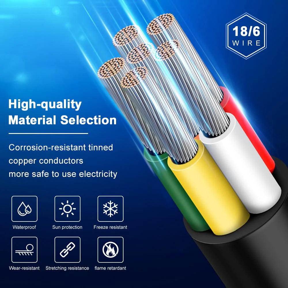 18 AWG PVC Insulated Copper Cable, 2–8 Conductor Stranded Copper Wire – Black Industrial Electrical Control Cable for Signal Transmission, Automation Systems & Bulk Engineering Supply – 5/10/20/50m