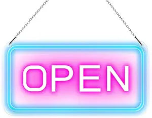 OPEN LED Store Signs – USB Powered | 16×9 inch | 5 Color Options | LED Window Hanging Light for  Store Entrances & Business Locations