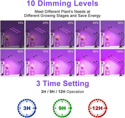 inShareplus LED-UV-Licht mit Doppelkopf und USB, 395 nm – 405 nm dimmbares UV-Licht mit Clip, leuchtet im Dunkeln, 20 W schwarze Lampe für Party, Bühne, UV-Kleber, aushärtende Harzfarbe, Sammlung, Aquarium 