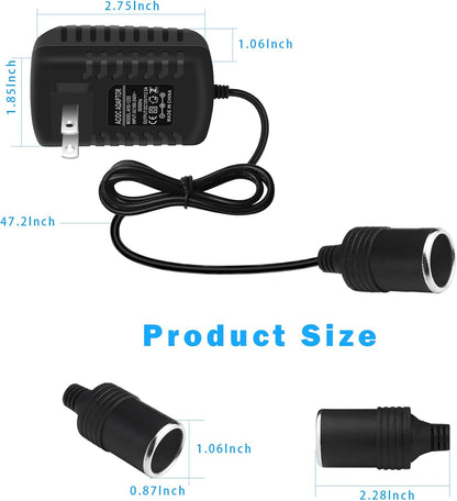 inShareplus 12V 2.5A 30W AC to DC Converter, 12 Volt Cigarette Lighter Adapter, 110V to 12V Car Lighter Adapter to Wall Outlet Adapter, 12V Power Supply for Car Devices (MP3, Fan, Dash Cam)