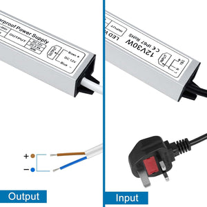 inShareplus LED Power Supply, 30W IP67 Waterproof Outdoor Driver,AC 110-260V to DC 12V 2.5A Low Voltage Transformer, Adapter with 3-Prong Plug for LED Light, Computer Project, Outdoor Use