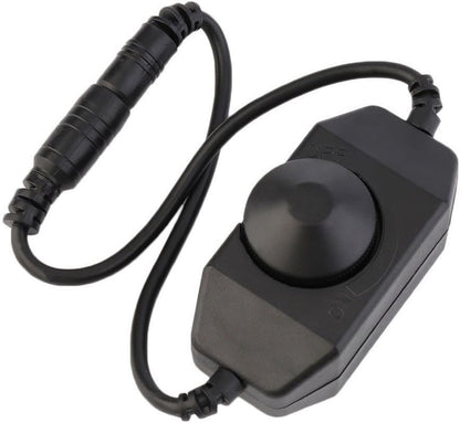 inSharePlus Mini-Inline-LED-Dimmschalter DC 12 V 2 A PWM mit DC-Buchse 5.5/2.1-Anschluss für einfarbige 3528 5050 LED-Lichtstreifen (1 Packung, Schwarz) 
